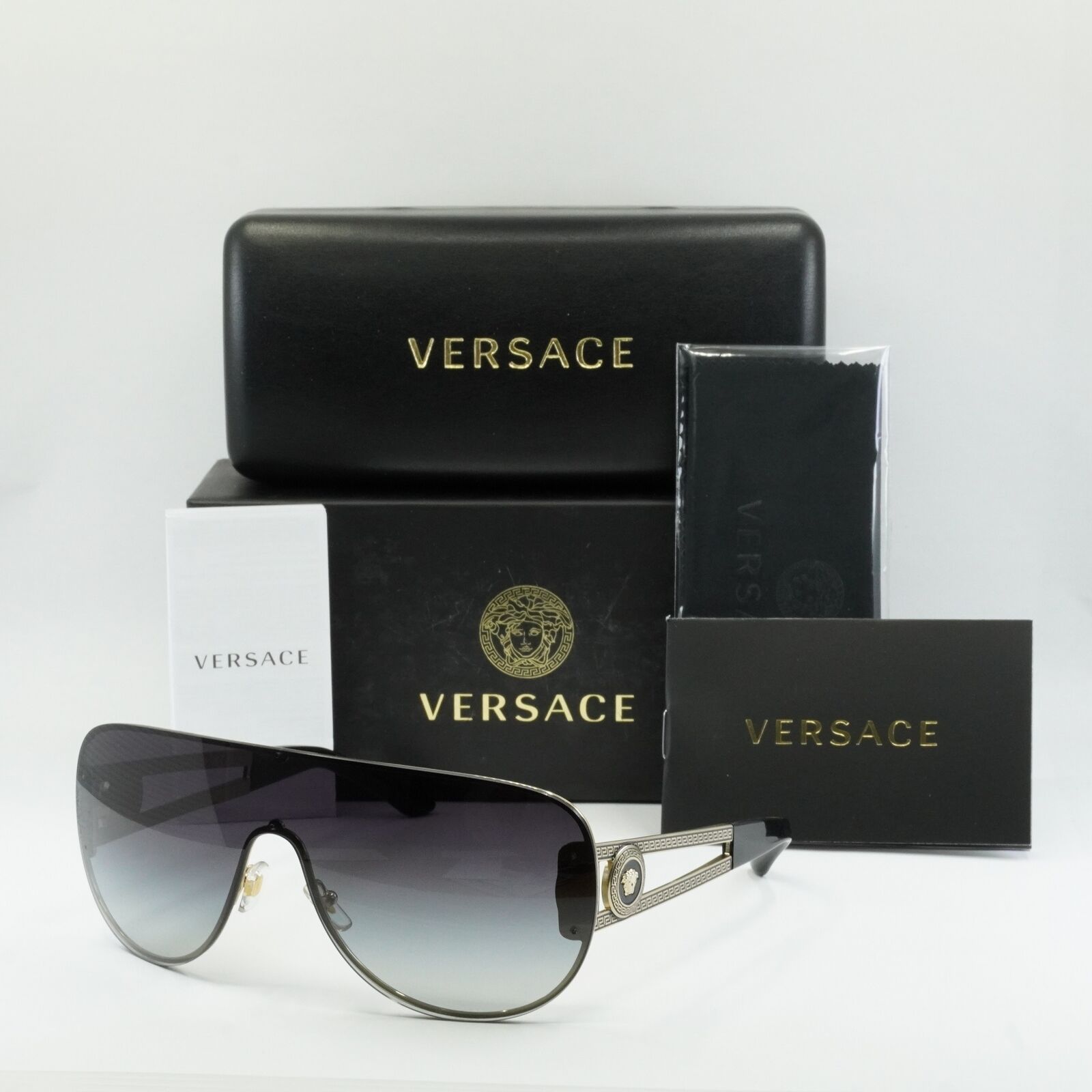 New VERSACE VE2166 12528G Pale Gold/Grey Gradient 141-1-140